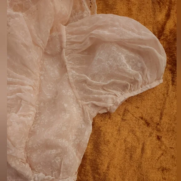 Vintage 1940s Ivory Sheer Organza Fancy Frilly Dress